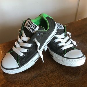 EUC Gray and Green Kids Converse All Stars
